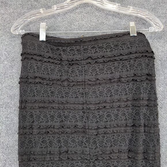 Jeans By Buffalo Womens Pull On Lace Midi Pencil Skirt Large Black Tiered W/Tags - Picture 6 of 14
